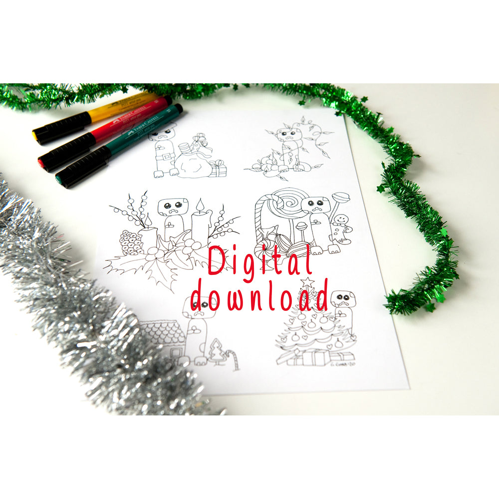 Christmas Minecraft Creepers Colouring Page Instant Download