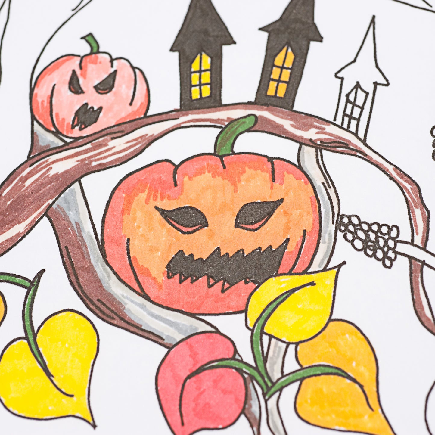Halloween Colouring Pages Pumpkin and Tree Stump Instant Download