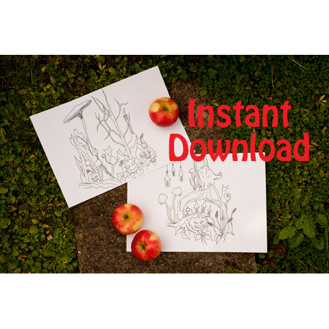 Halloween Colouring Pages Pumpkin and Tree Stump Instant Download