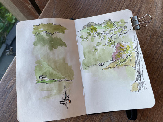 Travel Sketching in Scotland ~ Benmore Botanic Gardens, Holy Loch and Lochgoilhead