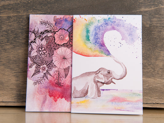 Elephant and Flowers ~ 2 Pack of A6 Notebooks