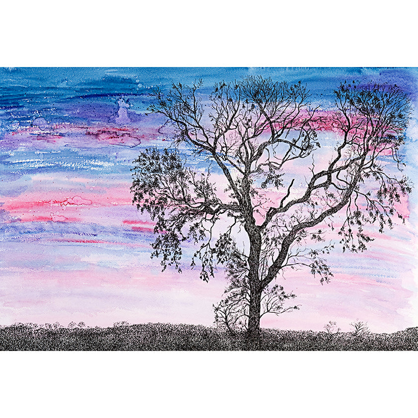 One Silhouette Tree ~ Original Painting