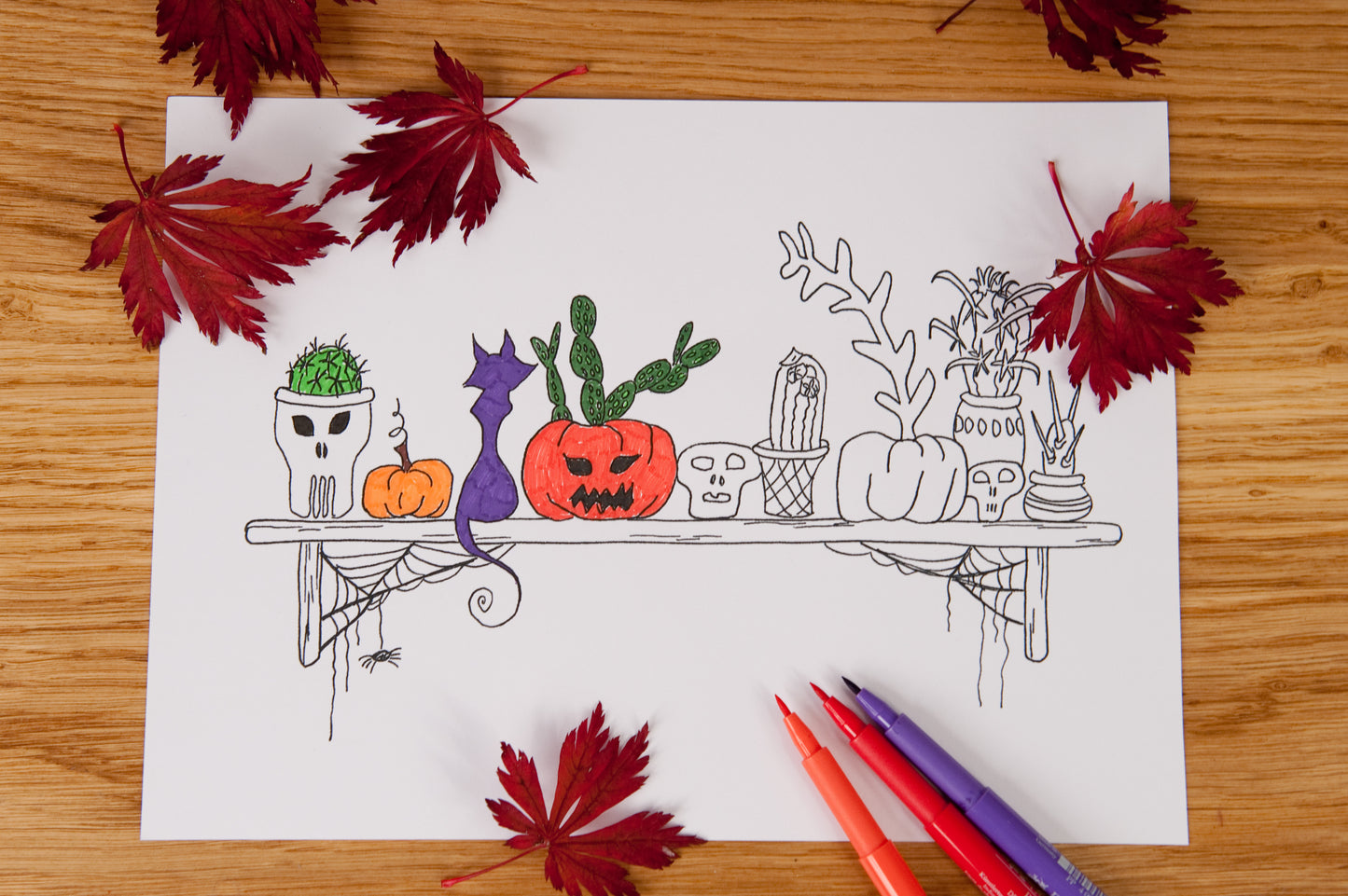 Halloween Cactus Colouring Page Instant Download