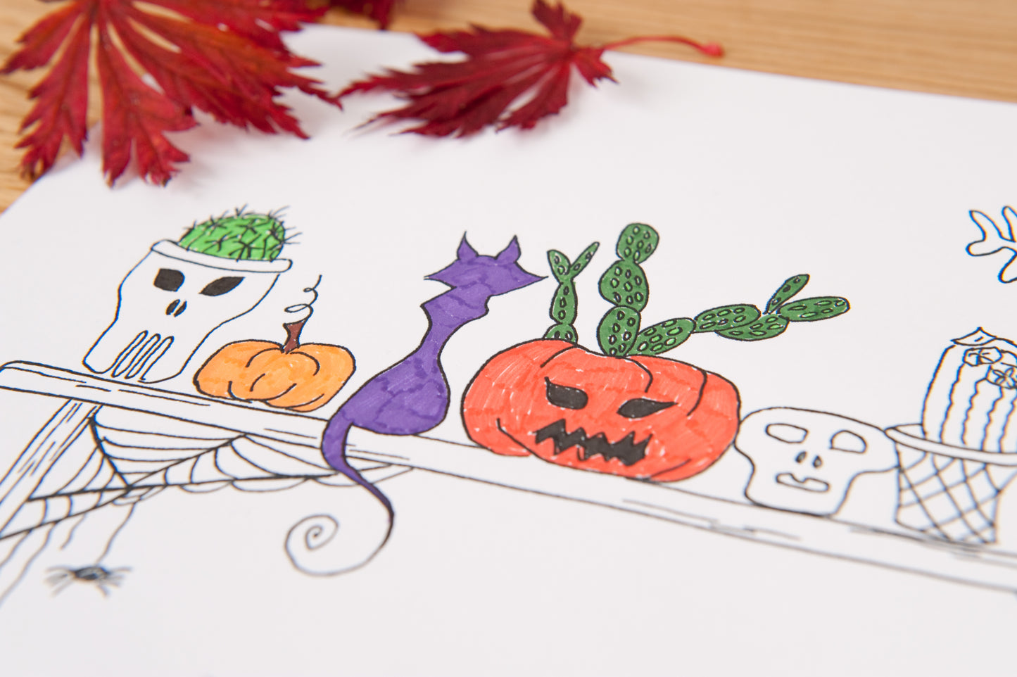 Halloween Cactus Colouring Page Instant Download