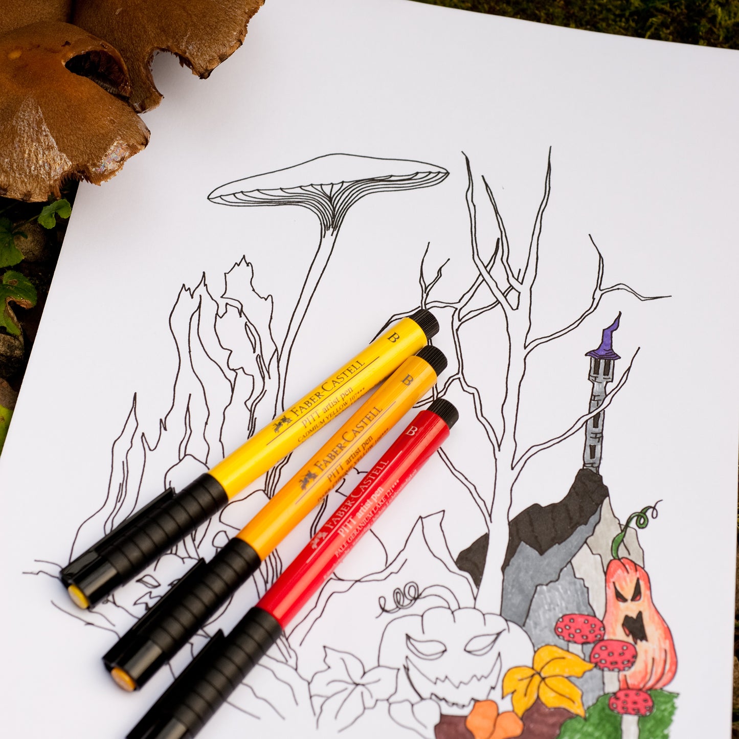 Halloween Colouring Pages Pumpkin and Tree Stump Instant Download