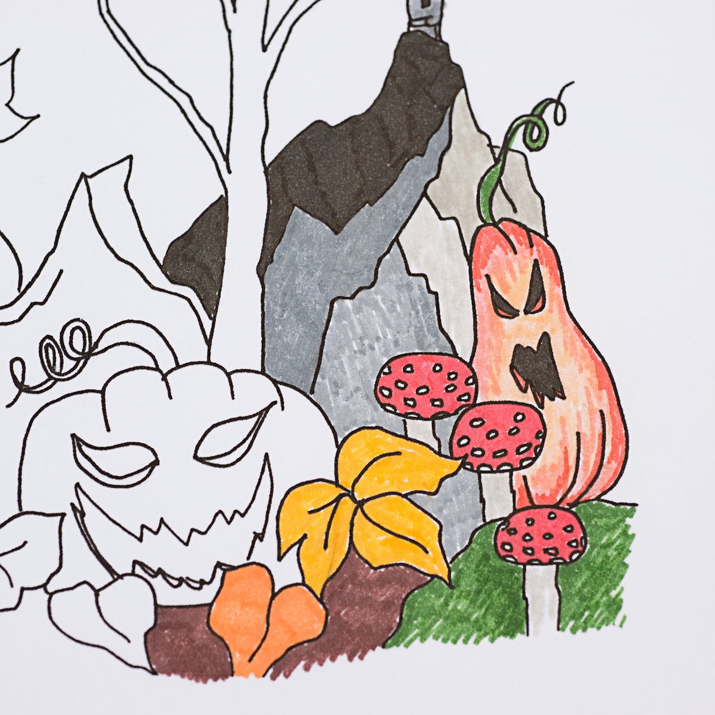 Halloween Colouring Pages Pumpkin and Tree Stump Instant Download