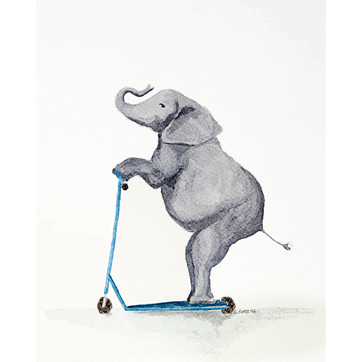 Elephant on Scooter ~ Greeting Card