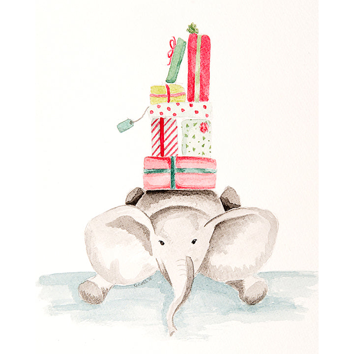 Elephant with Presents ~ Greeting Card