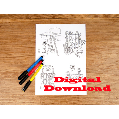 Father's Day Colouring Page Gamer Dad Instant Download