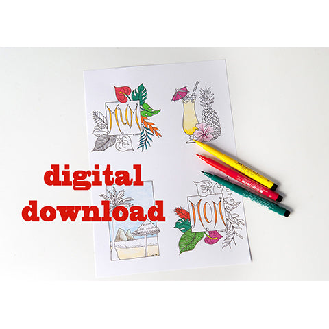 Mother's Day Tropical Colouring Page Instant Download