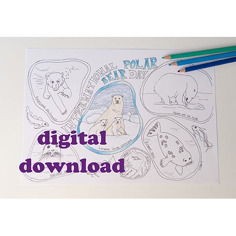 Polar Bear Colouring Page Instant Download