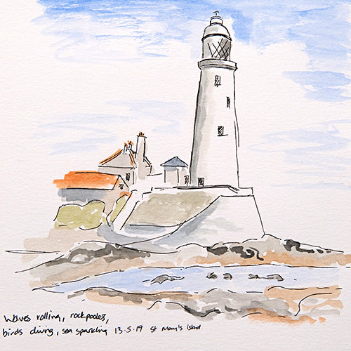 St Mary's Lighthouse ~ Sketches Collection Greeting Card