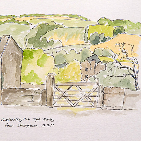 Tyne Valley from Cherryburn ~ Sketches Collection Greeting Card