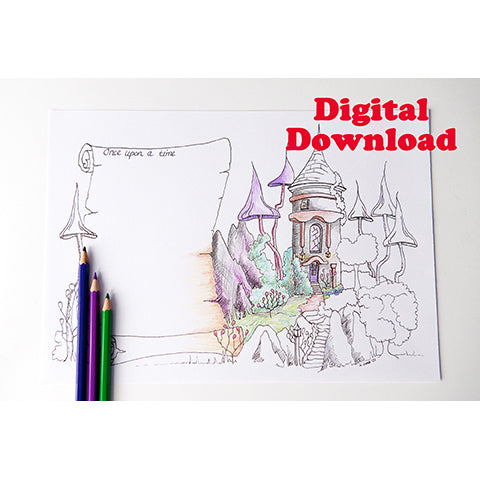 Enchanted Tower Colouring Page Instant Download